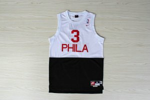 Maillot De Basket Philadelphia 76ers Allen Iverson 3 Engrener Upper and Lower Double Couleur Noir Blanc